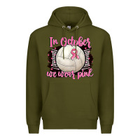 Army Green in october we wear pink volleyball Premium Hoodie - BarkalooDesign