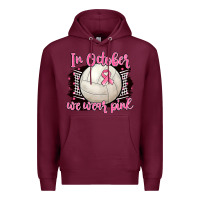 Burgundy in october we wear pink volleyball Premium Hoodie - BarkalooDesign