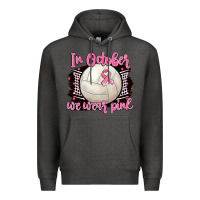 Charcoal Heather in october we wear pink volleyball Premium Hoodie - BarkalooDesign