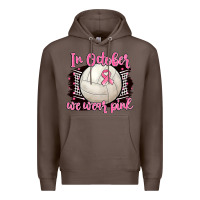 Coffee in october we wear pink volleyball Premium Hoodie - BarkalooDesign