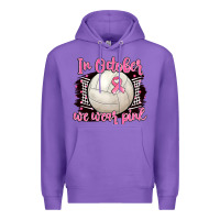 Purple in october we wear pink volleyball Premium Hoodie - BarkalooDesign