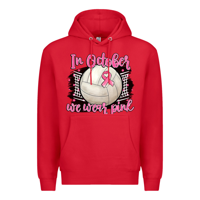 In October We Wear Pink Volleyball Premium Hoodie by BarkalooDesign | Teevron