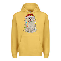 Antique Gold white pomeranian with christmas lights Premium Hoodie - RanaPortraitStore