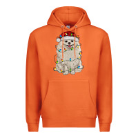 Carrot white pomeranian with christmas lights Premium Hoodie - RanaPortraitStore