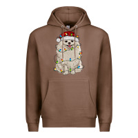 Chestnut white pomeranian with christmas lights Premium Hoodie - RanaPortraitStore