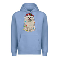 Colony Blue white pomeranian with christmas lights Premium Hoodie - RanaPortraitStore