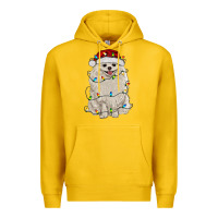 Lemon white pomeranian with christmas lights Premium Hoodie - RanaPortraitStore
