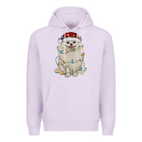 Lilac white pomeranian with christmas lights Premium Hoodie - RanaPortraitStore