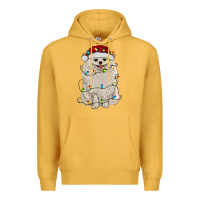 Mustard white pomeranian with christmas lights Premium Hoodie - RanaPortraitStore