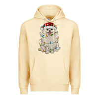 Pina Colada white pomeranian with christmas lights Premium Hoodie - RanaPortraitStore