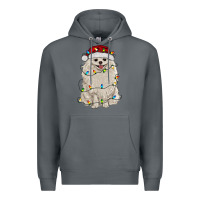 Rock white pomeranian with christmas lights Premium Hoodie - RanaPortraitStore