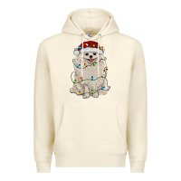 Sandshell white pomeranian with christmas lights Premium Hoodie - RanaPortraitStore
