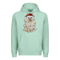 Seafoam white pomeranian with christmas lights Premium Hoodie - RanaPortraitStore