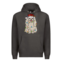 Smoke white pomeranian with christmas lights Premium Hoodie - RanaPortraitStore