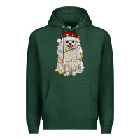 Sports Green white pomeranian with christmas lights Premium Hoodie - RanaPortraitStore