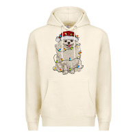 Tofu white pomeranian with christmas lights Premium Hoodie - RanaPortraitStore