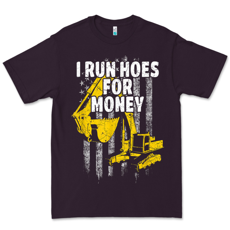 Heavy Equipment Operator I Run Hoes For Money Usa Flag T Shirt Premium Tee by StudioElite | Teevron
