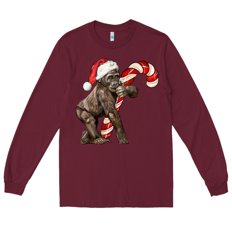 Christmas Candy Cane Baby Gorilla Long Sleeve Tee by LillyAllenDesigns | Teevron