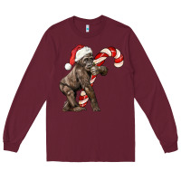 Burgundy Christmas Candy Cane Baby Gorilla Long Sleeve Tee - LillyAllenDesigns