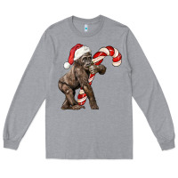 Heather Grey Christmas Candy Cane Baby Gorilla Long Sleeve Tee - LillyAllenDesigns