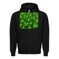 Black Saint Patricks Day Shamrock And Plaid Zipper Hoodie - RanaPortraitStore