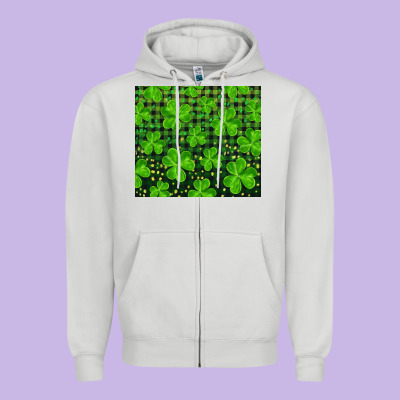 Saint Patricks Day Shamrock And Plaid Zipper Hoodie Designed By Ranaportraitstore