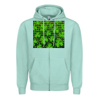 Seafoam Saint Patricks Day Shamrock And Plaid Zipper Hoodie - RanaPortraitStore