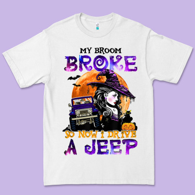 My Broom Broke So Now I Drive A J.e.e.p Witch Halloween T Shirt Premium Tee Designed By Studioelite