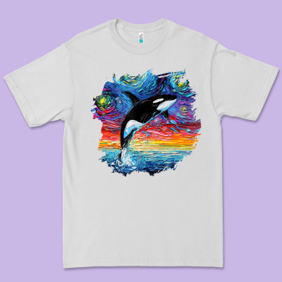 Orca Killer Whale Starry Night Impressionist Dog Art By Aja Premium Tee Designed By Pixelflow