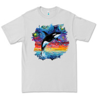 Dove Grey Orca Killer Whale Starry Night Impressionist Dog Art By Aja Premium Tee - PixelFlow