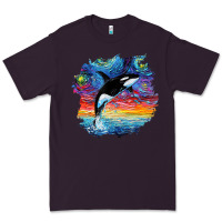 Plum Orca Killer Whale Starry Night Impressionist Dog Art By Aja Premium Tee - PixelFlow