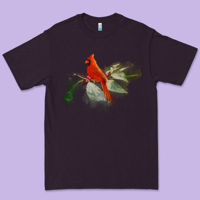 Wild Red Cardinal Bird Long Sleeve Premium Tee Designed By Pixelflow