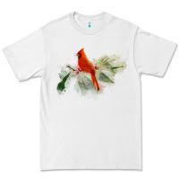 White wild red cardinal bird long sleeve Premium Tee - PixelFlow