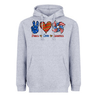 Heather Grey Peace Love America Heavyweight Hoodie - Jasminsmagicworld