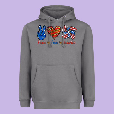 Peace Love America Heavyweight Hoodie Designed By Jasminsmagicworld