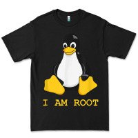 Black Linux Mascot Tux the Penguin I Am Root TShirt Men Women Kids Premium Tee - PixelFlow