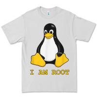 Dove Grey Linux Mascot Tux the Penguin I Am Root TShirt Men Women Kids Premium Tee - PixelFlow