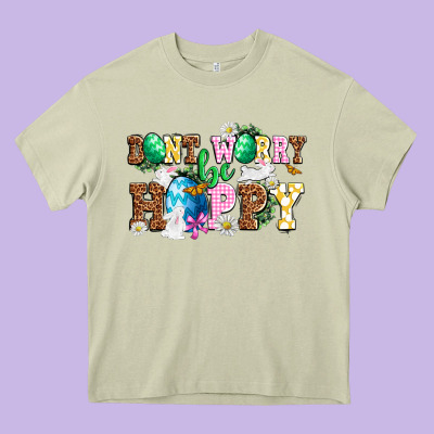 Easter Day Don't Worry Be Hoppy Heavy Core Tee Designed By Oliviacreatesart