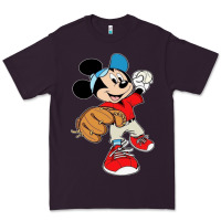 Plum micky-playing-baseball-cartoon-illustration-- Premium Tee - PixelFlow