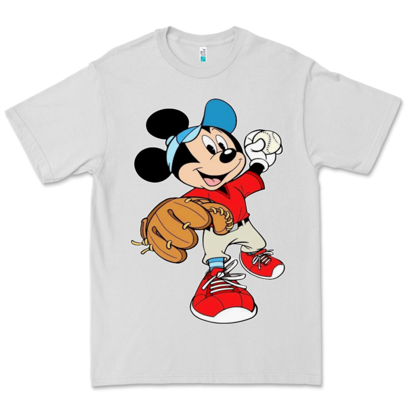 Micky-playing-baseball-cartoon-illustration-- Premium Tee by PixelFlow | Teevron
