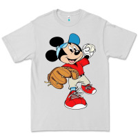 Dove Grey micky-playing-baseball-cartoon-illustration-- Premium Tee - PixelFlow