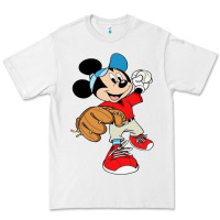 White micky-playing-baseball-cartoon-illustration-- Premium Tee - PixelFlow