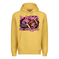 Antique Gold in october we wear pink with football Premium Hoodie - BarkalooDesign