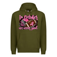Army Green in october we wear pink with football Premium Hoodie - BarkalooDesign