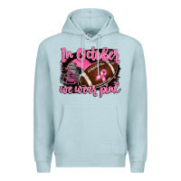 Blue Mist in october we wear pink with football Premium Hoodie - BarkalooDesign