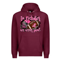 Burgundy in october we wear pink with football Premium Hoodie - BarkalooDesign