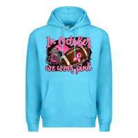 Ocean Blue in october we wear pink with football Premium Hoodie - BarkalooDesign