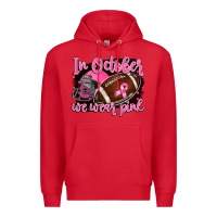 In October We Wear Pink With Football Premium Hoodie | Teevron