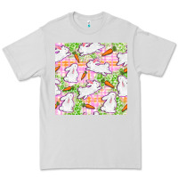 Dove Grey Easter Bunnies With Carrots Seamless Pattern Premium Tee - BundleAndBundleShop