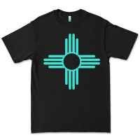 Black New Mexico Zia Sun in Turquoise Blue Premium Tee - PixelFlow